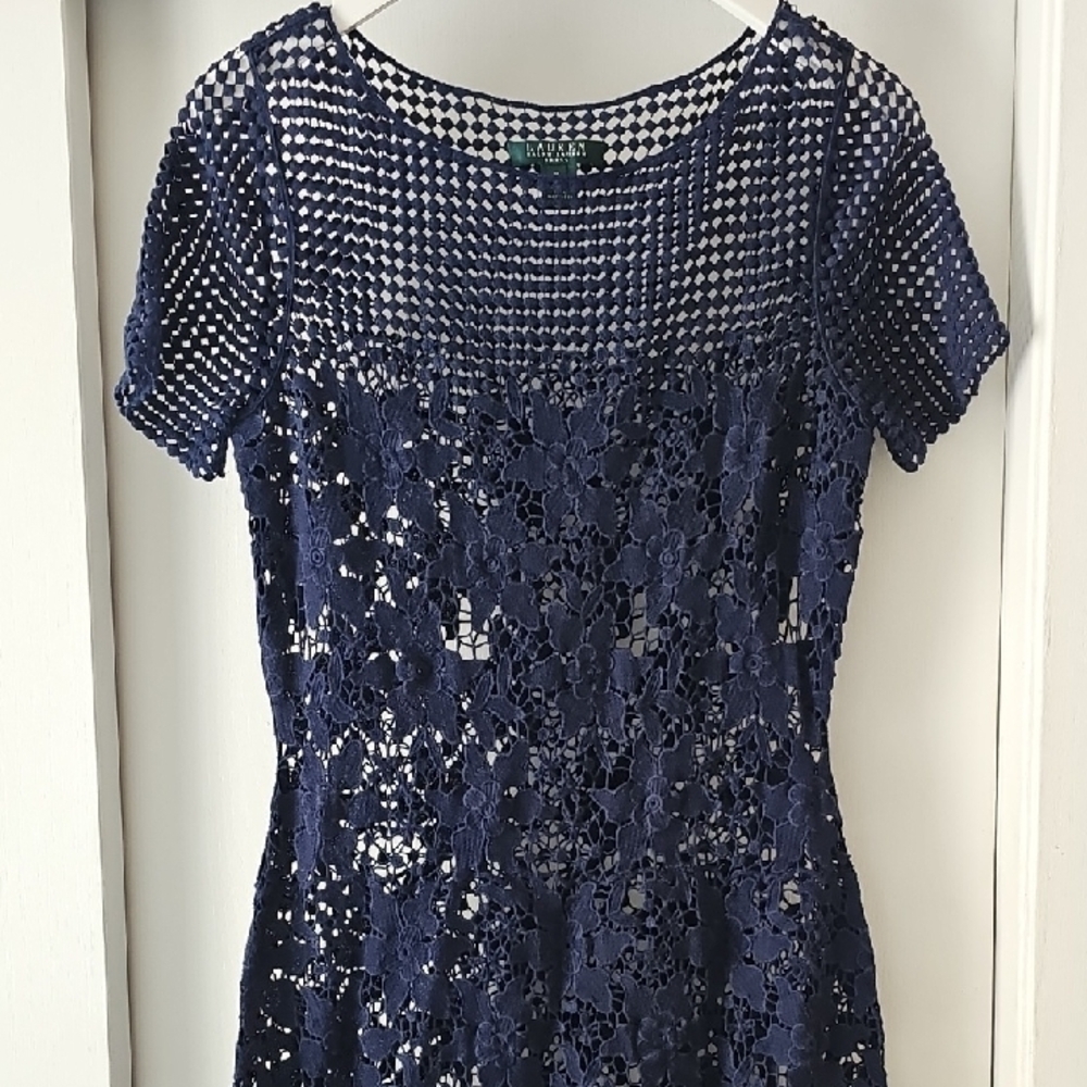 Elegant Lauren Ralph Lauren Navy Lace Dress